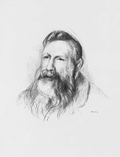Ritratto disegnato di Auguste Rodin da Pierre Auguste Renoir